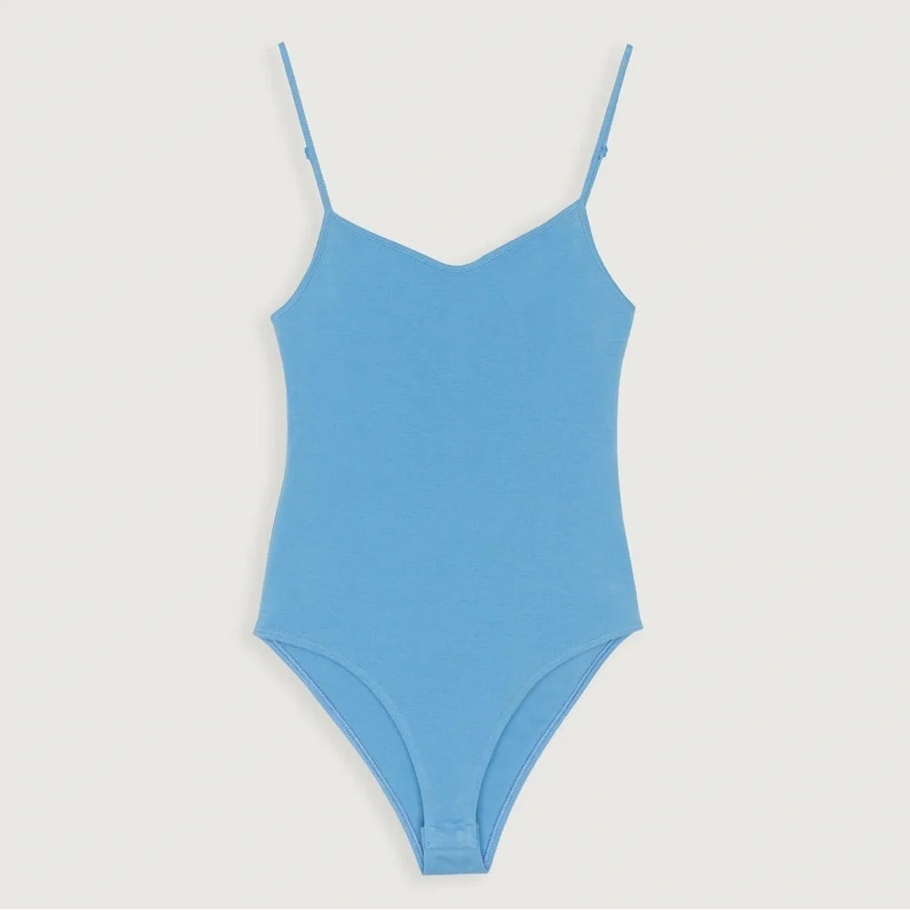 NWOT OAK +  FORT Tank Spaghetti Strap Blue Bodysuit